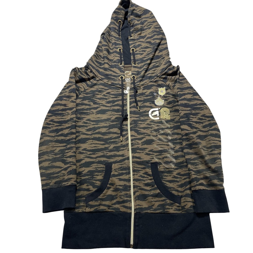 Ecko Red Hoodie Womens Medium Brown Tiger Camo Full Zip Graphic Logo Jersey